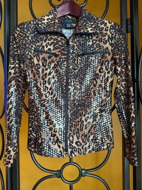 NABI Leopard Print Lightweight Layer Jacket